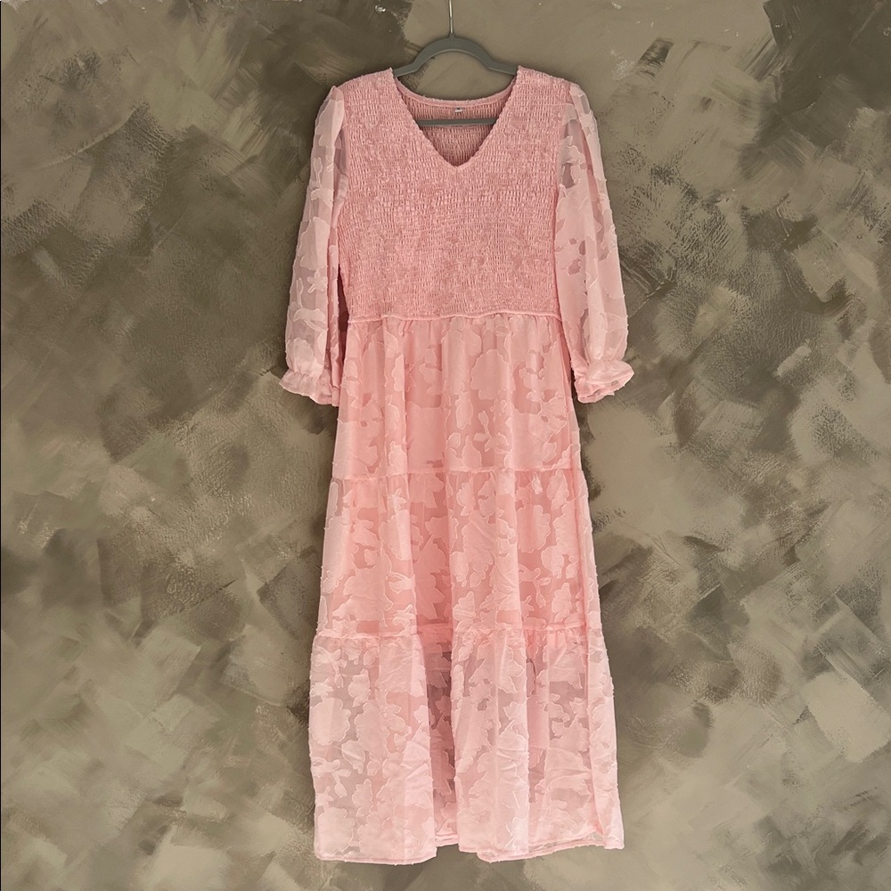 Maternity Pink Lace Dress